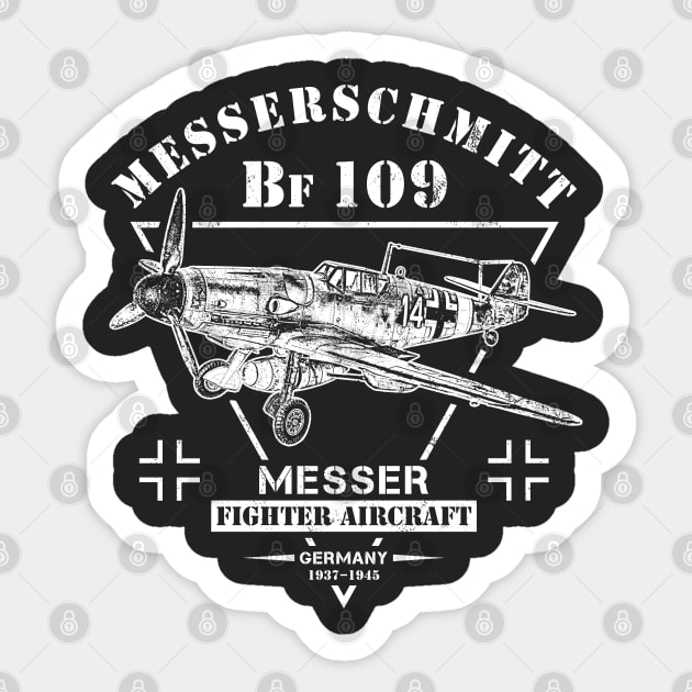 Messerschmitt Bf 109 German Fighter Sticker by Military Style Designs